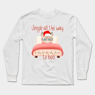 Disgusted Cat Christmas in bed Long Sleeve T-Shirt